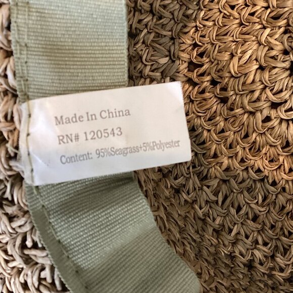 Beachy 3-Piece Set: Crop Ruffle Pant Linen Button-Up Top Sz S Seagrass Hat 329A - Picture 11 of 16